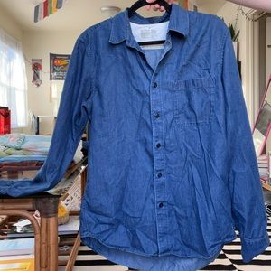 Muji denim collared button up shirt
